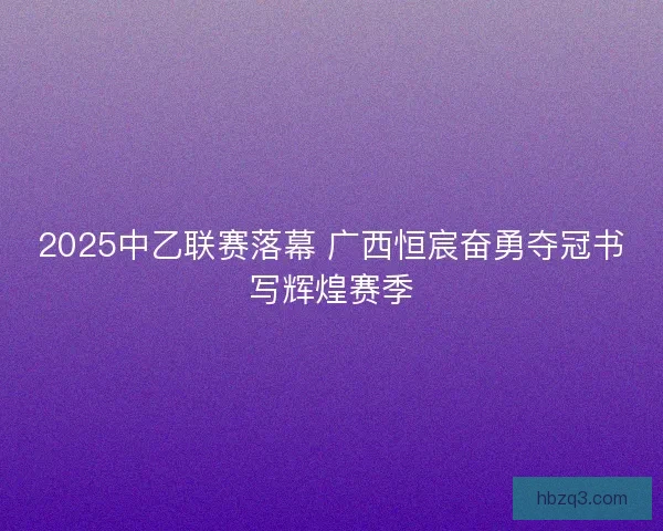 2025中乙联赛落幕 广西恒宸奋勇夺冠书写辉煌赛季