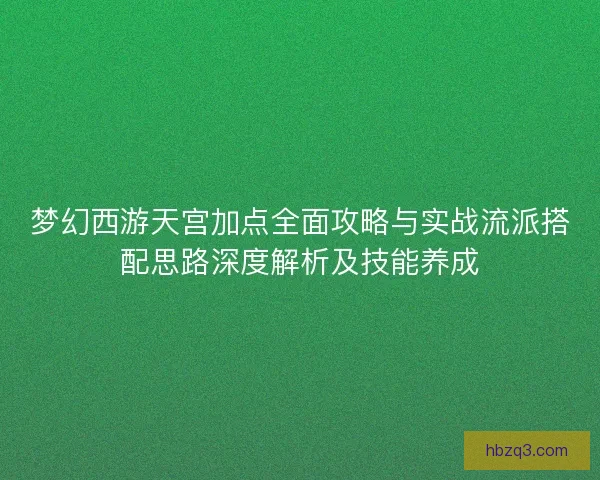 梦幻西游天宫加点全面攻略与实战流派搭配思路深度解析及技能养成