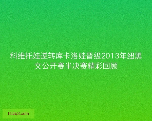 科维托娃逆转库卡洛娃晋级2013年纽黑文公开赛半决赛精彩回顾
