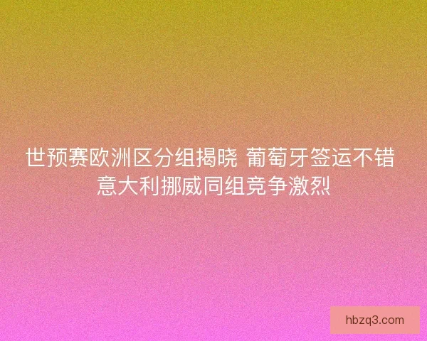 世预赛欧洲区分组揭晓 葡萄牙签运不错 意大利挪威同组竞争激烈