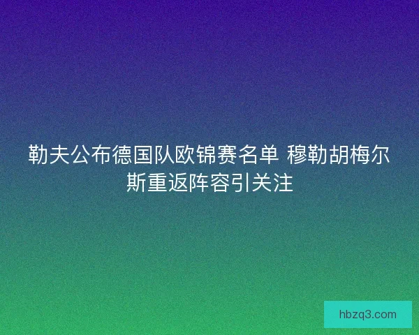 勒夫公布德国队欧锦赛名单 穆勒胡梅尔斯重返阵容引关注
