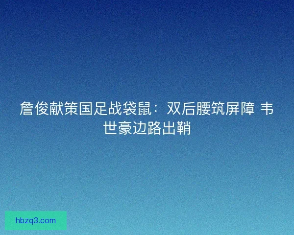 詹俊献策国足战袋鼠：双后腰筑屏障 韦世豪边路出鞘