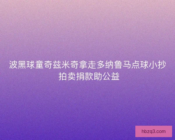 波黑球童奇兹米奇拿走多纳鲁马点球小抄 拍卖捐款助公益